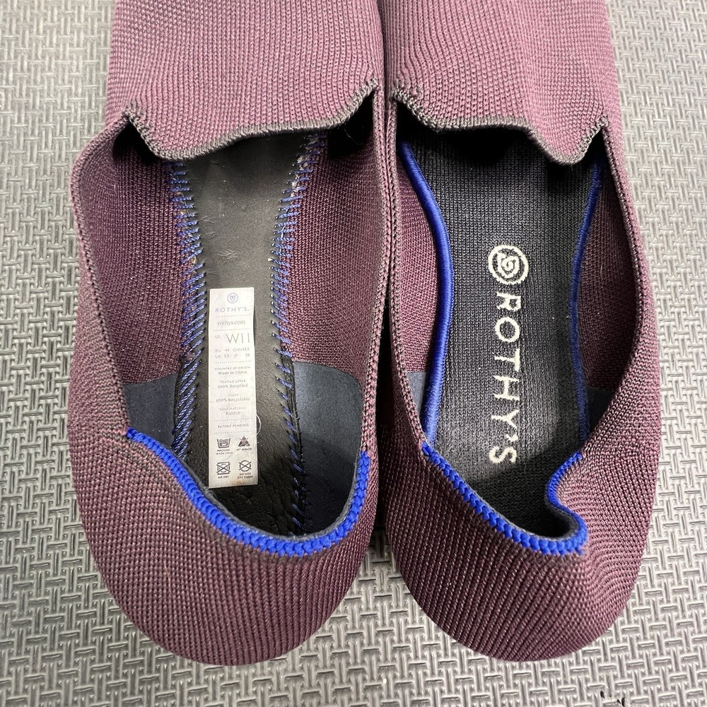 Rothy's The Driver Flats W11 Burgundy Purple Knit Loafers Recycled Comfortable - Picture 6 of 11